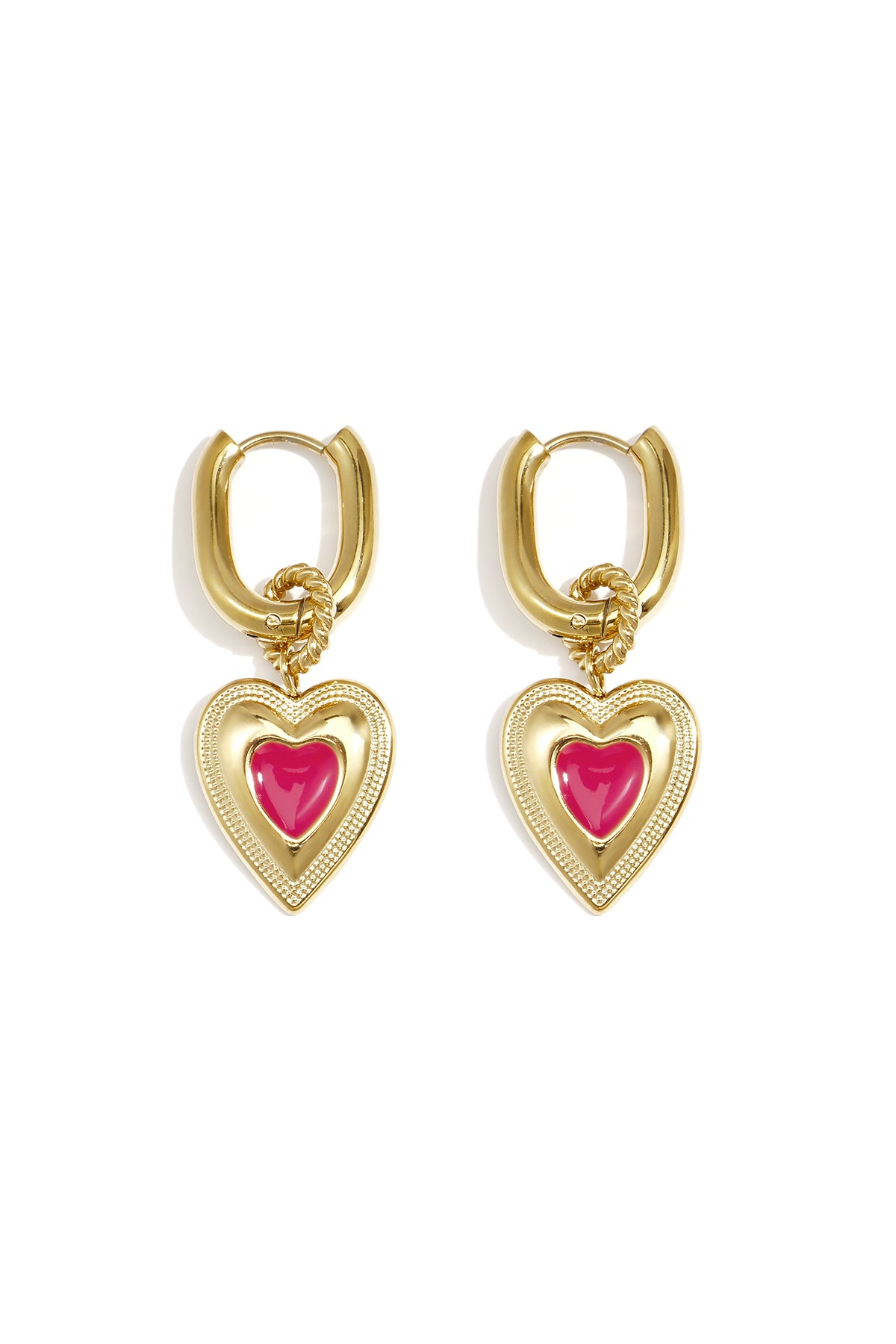 Earrings with colored heart charm