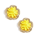 Earrings with 3D raffia flower