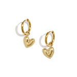 Earrings with a detailed dangling heart
