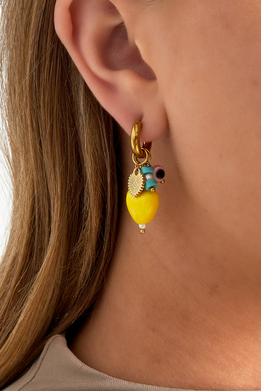 Lemon earrings with charms
