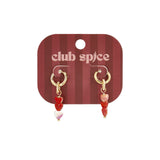 Small hoop earrings with 3 heart-shaped beads