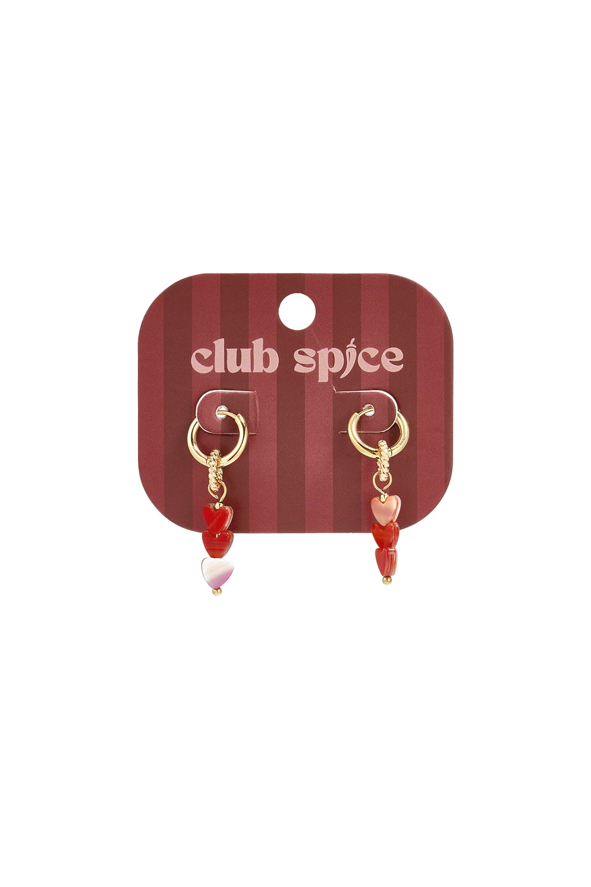 Small hoop earrings with 3 heart-shaped beads