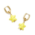 Squoval earrings with colored star pendant