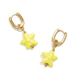 Squoval earrings with colored star pendant