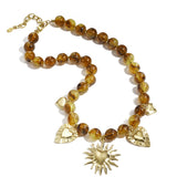 Bead necklace with summer charms