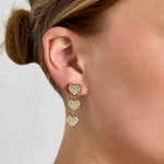 Earrings with 3 embellished hearts