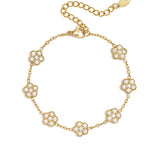 Elegant bracelet with zirconia-set flowers