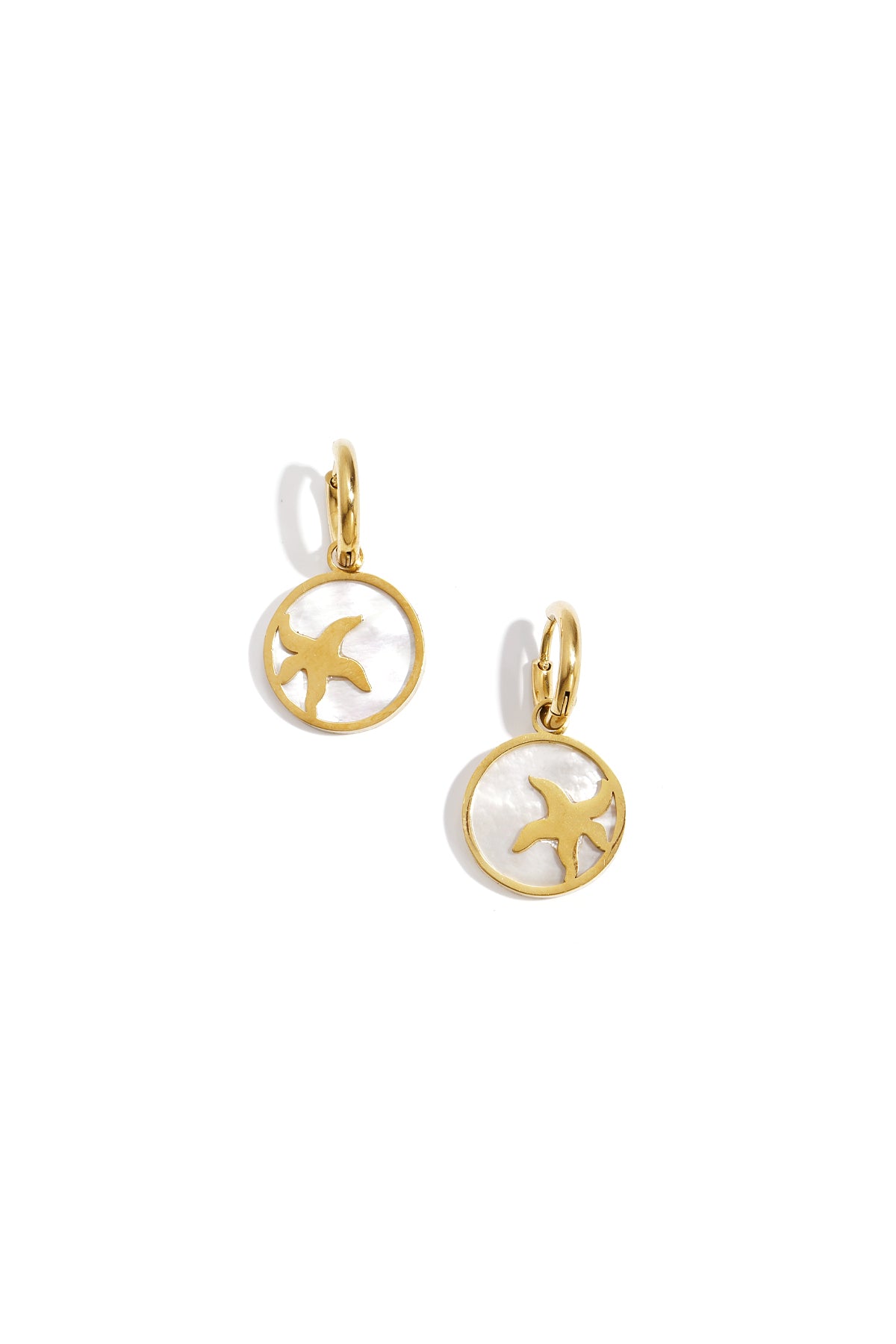 Earrings with starfish in circle