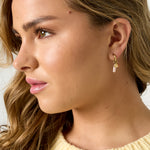 Earrings with beads and coin charm