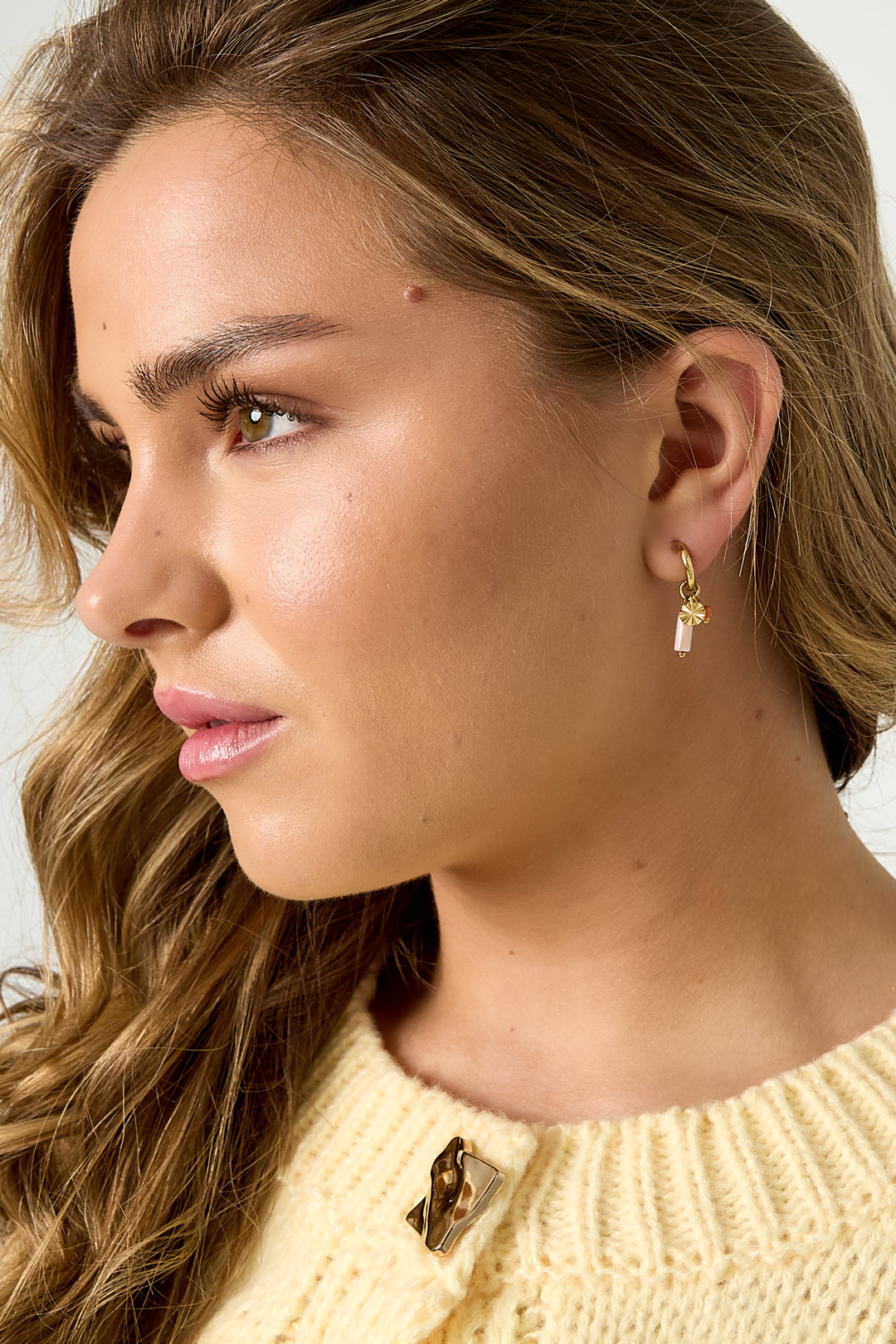 Earrings with beads and coin charm