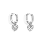 Squoval earrings with set heart charms