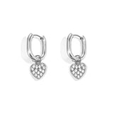 Squoval earrings with set heart charms