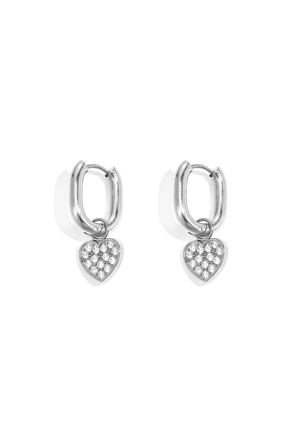 Squoval earrings with set heart charms