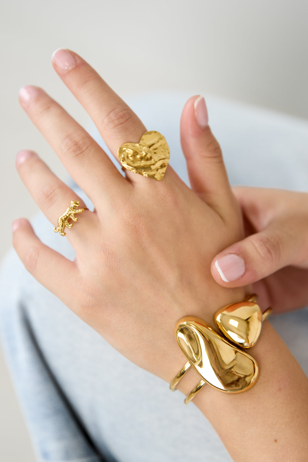 Cuff statement bracelet with organic shapes