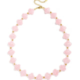 Bead necklace with clover beads
