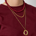 Necklace with organic oval-shaped pendant