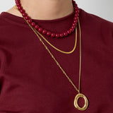 Necklace with organic oval-shaped pendant