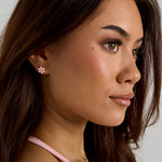 Earrings With Zircon Flower